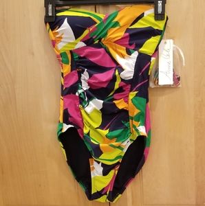 Anne Cole Twist Front Shirred One Piece Swimsuit Size 6 NWT